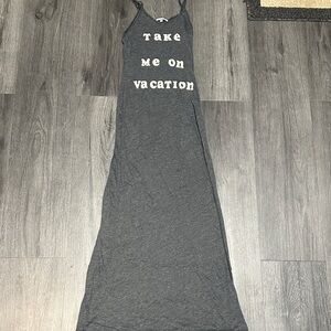 Wild Fox Gray Maxi Dress with Vacation Print